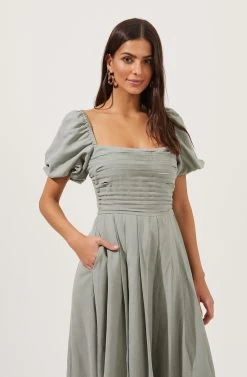 Short Bubble Sleeve Dress -Chic Outfit Shop ADR100920 SAGE 2