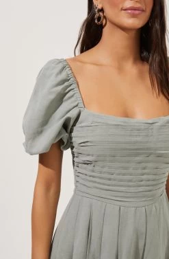 Short Bubble Sleeve Dress -Chic Outfit Shop ADR100920 SAGE 3