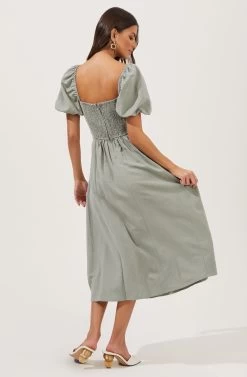 Short Bubble Sleeve Dress -Chic Outfit Shop ADR100920 SAGE 4