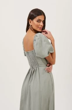 Short Bubble Sleeve Dress -Chic Outfit Shop ADR100920 SAGE 5