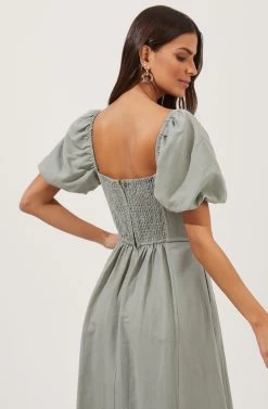 Short Bubble Sleeve Dress -Chic Outfit Shop ADR100920 SAGE 6