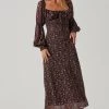 Dominique Floral Long Sleeve Midi Dress -Chic Outfit Shop ADR100955 PURPLEMULTI 1