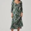 Floral Long Sleeve Twist Keyhole Front Midi Dress 1 Floral Long Sleeve Twist Keyhole Front Midi Dress -Chic Outfit Shop ADR100972 GREENPURPLEFLORAL 3