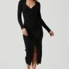 Long Sleeve Twist Front Sweater Dress 1 Long Sleeve Twist Front Sweater Dress -Chic Outfit Shop ADR101099 BLACK 0841
