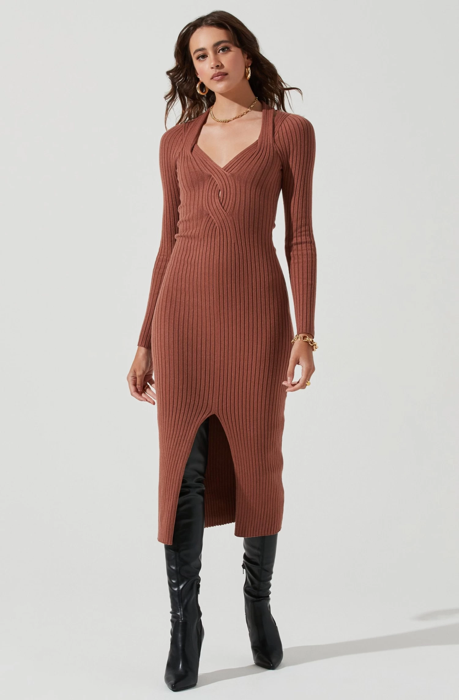 Long Sleeve Twist Front Sweater Dress 9 Long Sleeve Twist Front Sweater Dress - Image 7