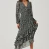 Long Sleeve Asymmetrical Multi Ruffle Floral Midi Dress 1 Long Sleeve Asymmetrical Multi Ruffle Floral Midi Dress -Chic Outfit Shop ADR101117 BLACKPURPLEFLORAL 0831