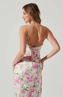 Giselle Floral Twist Front Midi Dress 18 Giselle Floral Twist Front Midi Dress -Chic Outfit Shop ADR101136 PINKGREENFLORAL 5