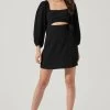 Center Cutout Wrap Skirt Mini Dress -Chic Outfit Shop ADR101202 BLACK 1