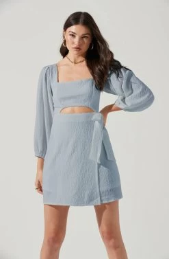 Center Cutout Wrap Skirt Mini Dress 39 Center Cutout Wrap Skirt Mini Dress -Chic Outfit Shop ADR101202 WHITE 0161