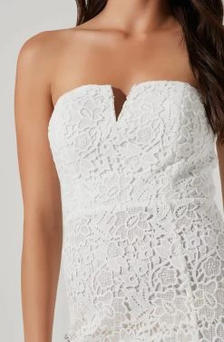 Kalena Strapless Sweetheart Lace Midi Dress -Chic Outfit Shop ADR101312 WHITE 1135