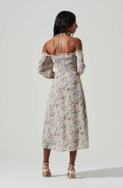 Off Shoulder Long Sleeve Cinched Bust Midi Dress 10 Off Shoulder Long Sleeve Cinched Bust Midi Dress -Chic Outfit Shop ADR101313 BLUEMULTIFLORAL 5 0a1c85f3 39e9 4456 9d49 184dc1a9be0a