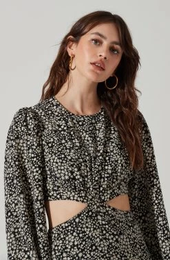 Floral Tie Back Cut Out Midi Dress -Chic Outfit Shop ADR101392 BLACKWHITEDAISY 3 69291405 391e 406c a806 2019723c9ef1