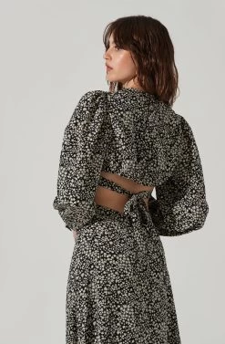 Floral Tie Back Cut Out Midi Dress -Chic Outfit Shop ADR101392 BLACKWHITEDAISY 4 3e206094 555d 456e 8ab3 3ac240a8debe