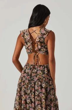 Floral Ruffle Cutout Maxi Dress 11 Floral Ruffle Cutout Maxi Dress -Chic Outfit Shop ADR101396 BLACKMULTIFLORAL 5