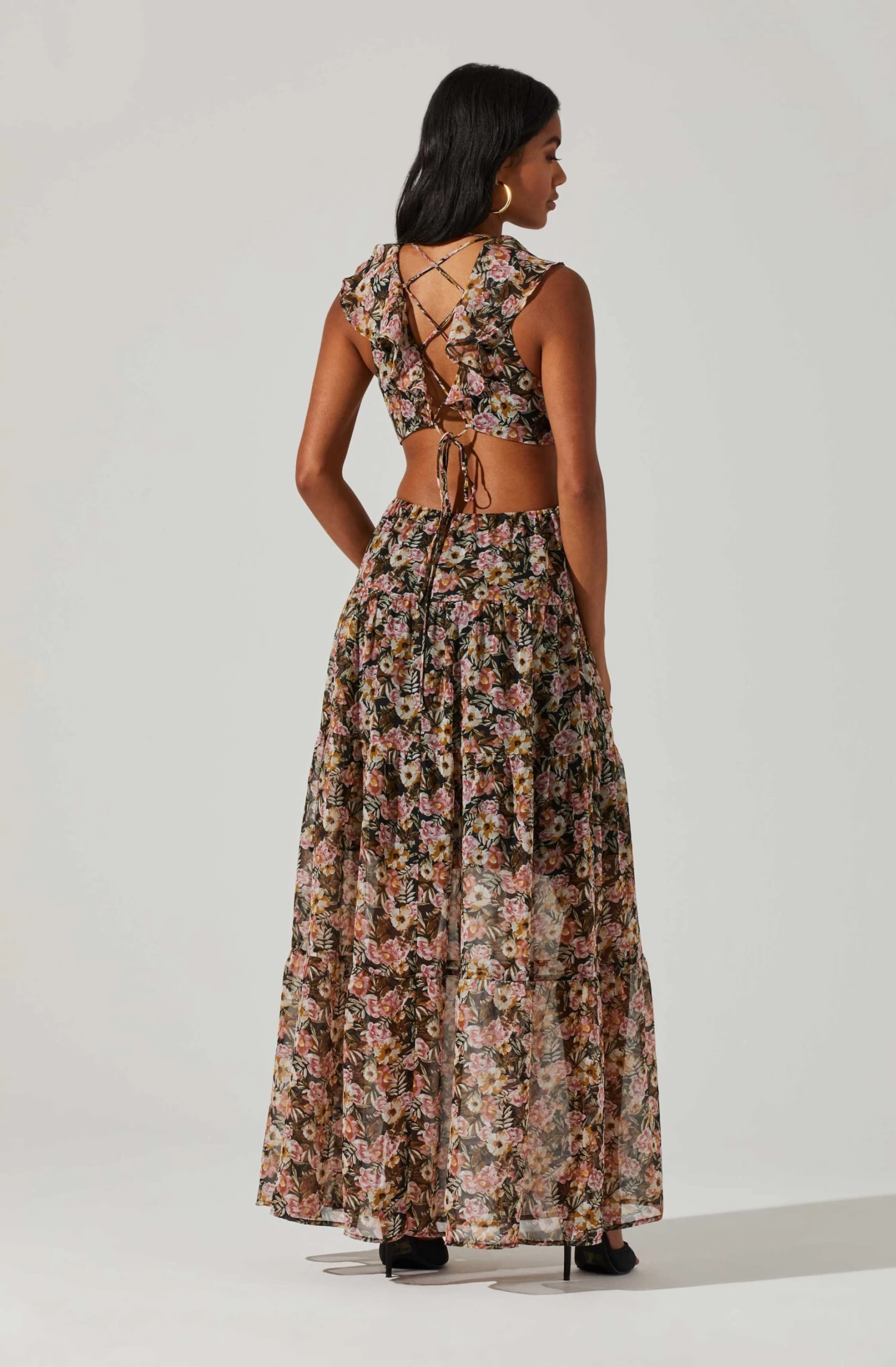 Floral Ruffle Cutout Maxi Dress 7 Floral Ruffle Cutout Maxi Dress - Image 5