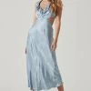 Nyla Satin Side Cutout Lace Up Midi Dress -Chic Outfit Shop ADR101397 BLUE 1