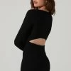 Long Sleeve Cutout Midi Dress -Chic Outfit Shop ADR101428 BLACK 4