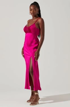 Ruched Bust Maxi Dress -Chic Outfit Shop ADR101433 FUCHSIA 2