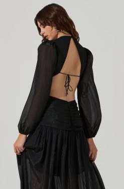 Metallic Twist Cutout Waist Maxi Dress -Chic Outfit Shop ADR101497 BLACK 5 d4a6652e 7517 4ac8 afde 50f8f0717358