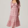 Floral Smocked Waist Tiered Midi Dress -Chic Outfit Shop ADR101527 PINKFLORAL 5 2