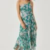 Emmylou Floral One Shoulder Midi Dress -Chic Outfit Shop ADR101528 GREENPURPLEFLORAL 1