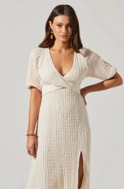 Cross Bust Tie Back Midi Dress -Chic Outfit Shop ADR101563 CREAM 3