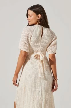 Cross Bust Tie Back Midi Dress -Chic Outfit Shop ADR101563 CREAM 4