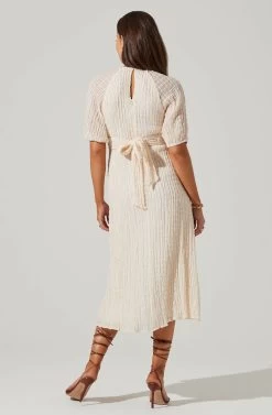 Cross Bust Tie Back Midi Dress -Chic Outfit Shop ADR101563 CREAM 5