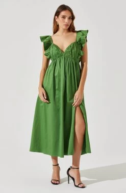 Flutter Sleeve Tie Back Maxi Dress -Chic Outfit Shop ADR101610 GREENAPPLE 1
