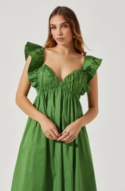 Flutter Sleeve Tie Back Maxi Dress -Chic Outfit Shop ADR101610 GREENAPPLE 4