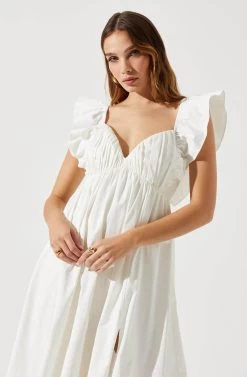 Flutter Sleeve Tie Back Maxi Dress -Chic Outfit Shop ADR101610 WHITE 4