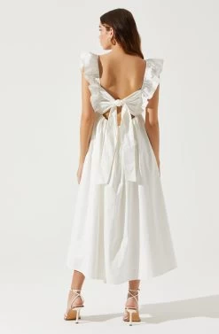 Flutter Sleeve Tie Back Maxi Dress -Chic Outfit Shop ADR101610 WHITE 5