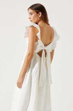 Flutter Sleeve Tie Back Maxi Dress -Chic Outfit Shop ADR101610 WHITE 6