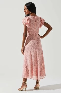 Celestine Floral Ruffle Midi Dress 30 Celestine Floral Ruffle Midi Dress -Chic Outfit Shop ADR101613 PINKREDFLORAL 5