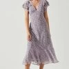 Celestine Floral Ruffle Midi Dress -Chic Outfit Shop ADR101613 PURPLEFLORAL 1
