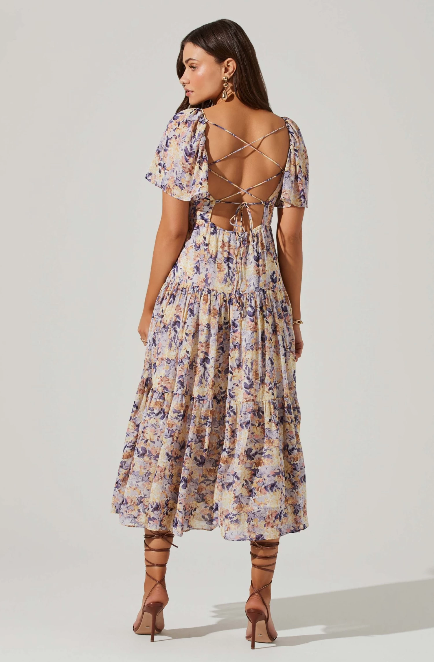 Floral Cinched Bust Cutout Center Midi Dress 8 Floral Cinched Bust Cutout Center Midi Dress - Image 6