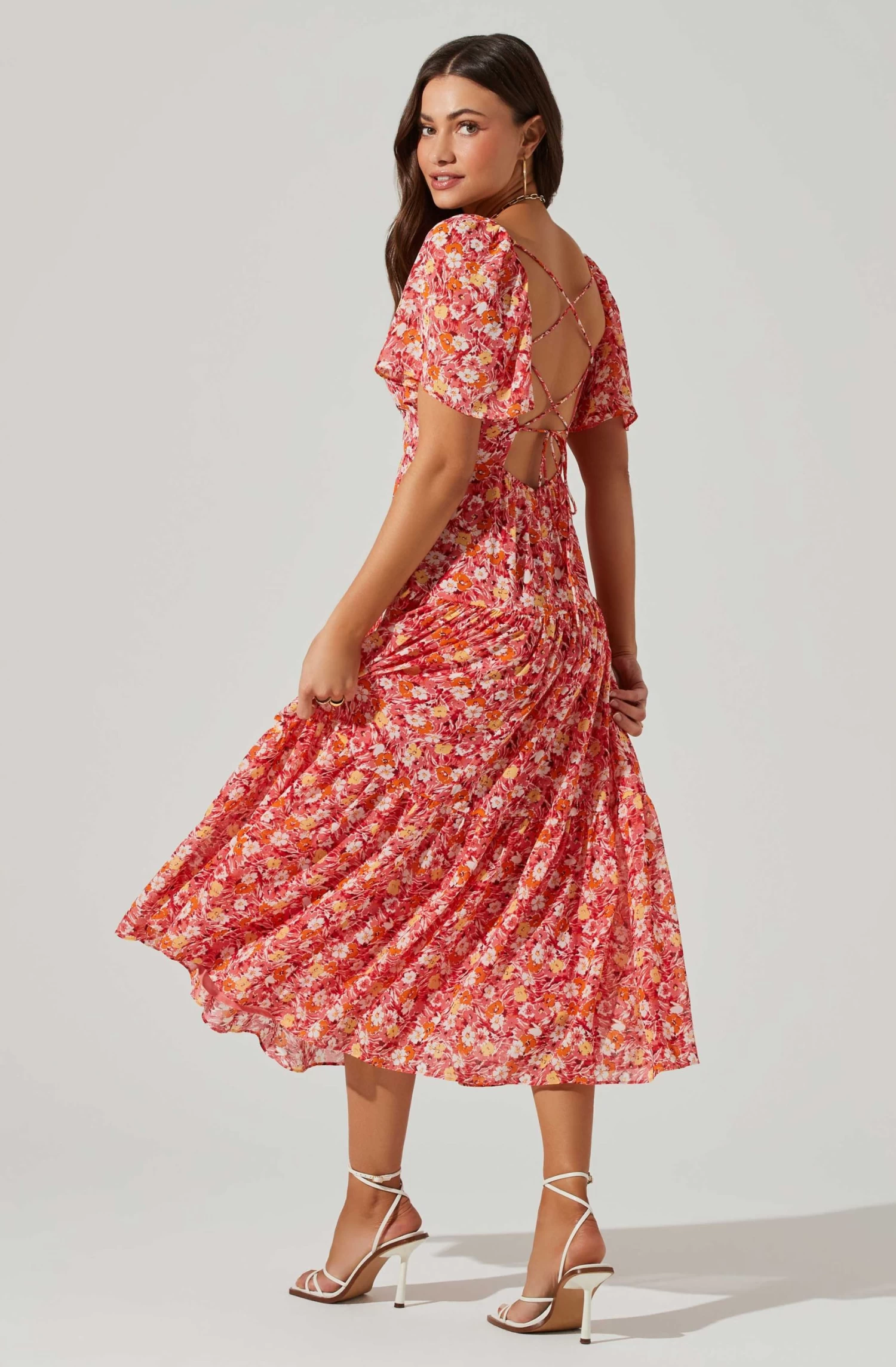 Floral Cinched Bust Cutout Center Midi Dress 13 Floral Cinched Bust Cutout Center Midi Dress - Image 11