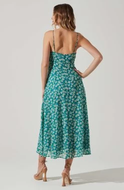 Floral Ruched Bust Midi Dress 13 Floral Ruched Bust Midi Dress -Chic Outfit Shop ADR101663 BLUEFLORAL 6