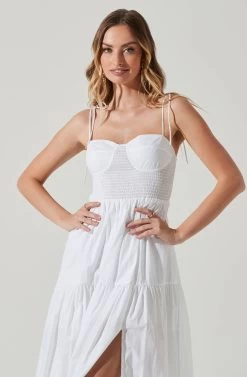 Tiered Smocked Midi Dress -Chic Outfit Shop ADR101693 WHITE 3