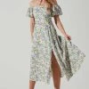 Off Shoulder Puff Sleeve Midi Dress 1 Off Shoulder Puff Sleeve Midi Dress -Chic Outfit Shop ADR101706 PURPLEMULTIFLORAL 1