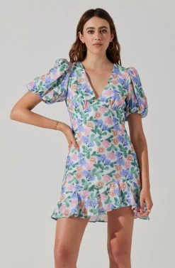 Flutter Sleeve Cutout Floral Mini Dress -Chic Outfit Shop ADR101724 WHITEMULTIFLORAL 1