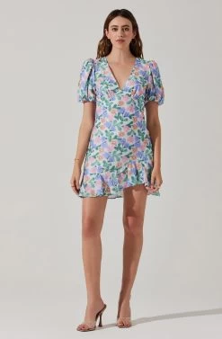 Flutter Sleeve Cutout Floral Mini Dress -Chic Outfit Shop ADR101724 WHITEMULTIFLORAL 3