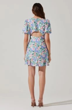 Flutter Sleeve Cutout Floral Mini Dress -Chic Outfit Shop ADR101724 WHITEMULTIFLORAL 4