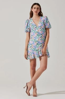 Flutter Sleeve Cutout Floral Mini Dress -Chic Outfit Shop ADR101724 WHITEMULTIFLORAL 5