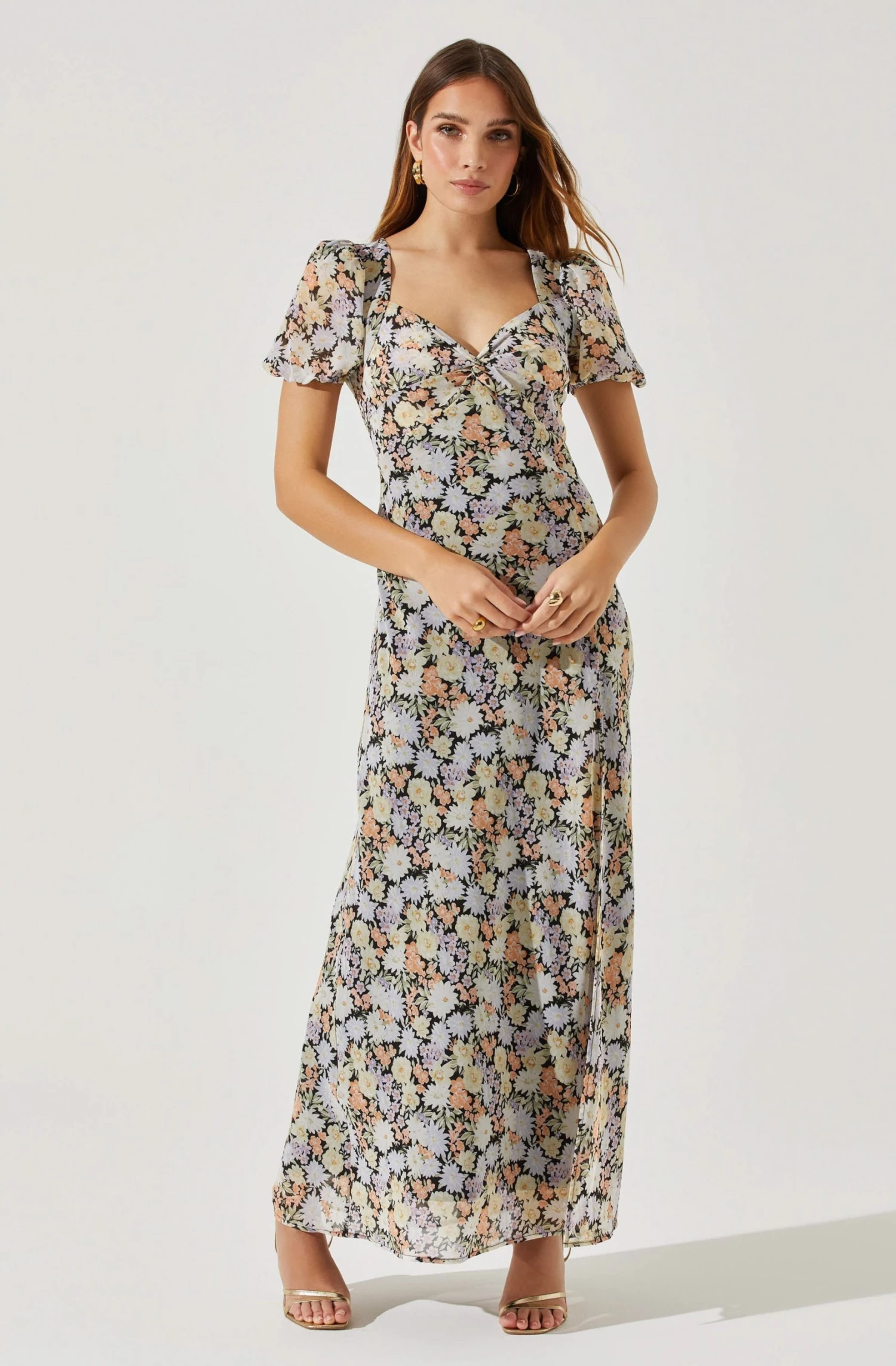 Sweetheart Neck Floral Twist Bust Maxi Dress 5 Sweetheart Neck Floral Twist Bust Maxi Dress - Image 3