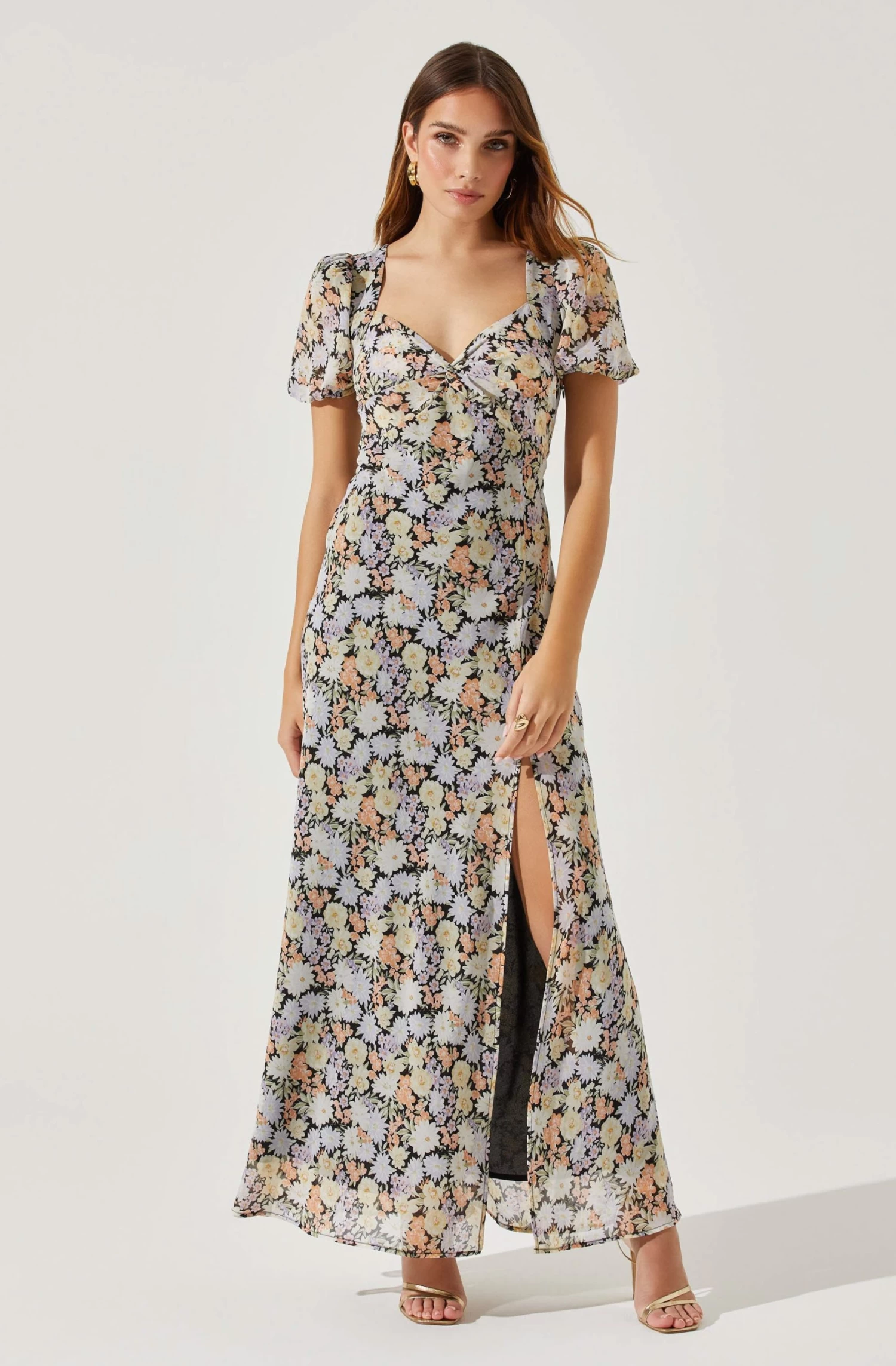 Sweetheart Neck Floral Twist Bust Maxi Dress 3 Sweetheart Neck Floral Twist Bust Maxi Dress