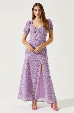 Sweetheart Neck Floral Twist Bust Maxi Dress 26 Sweetheart Neck Floral Twist Bust Maxi Dress -Chic Outfit Shop ADR101729 PINKPURPLEBLUEDIT 1