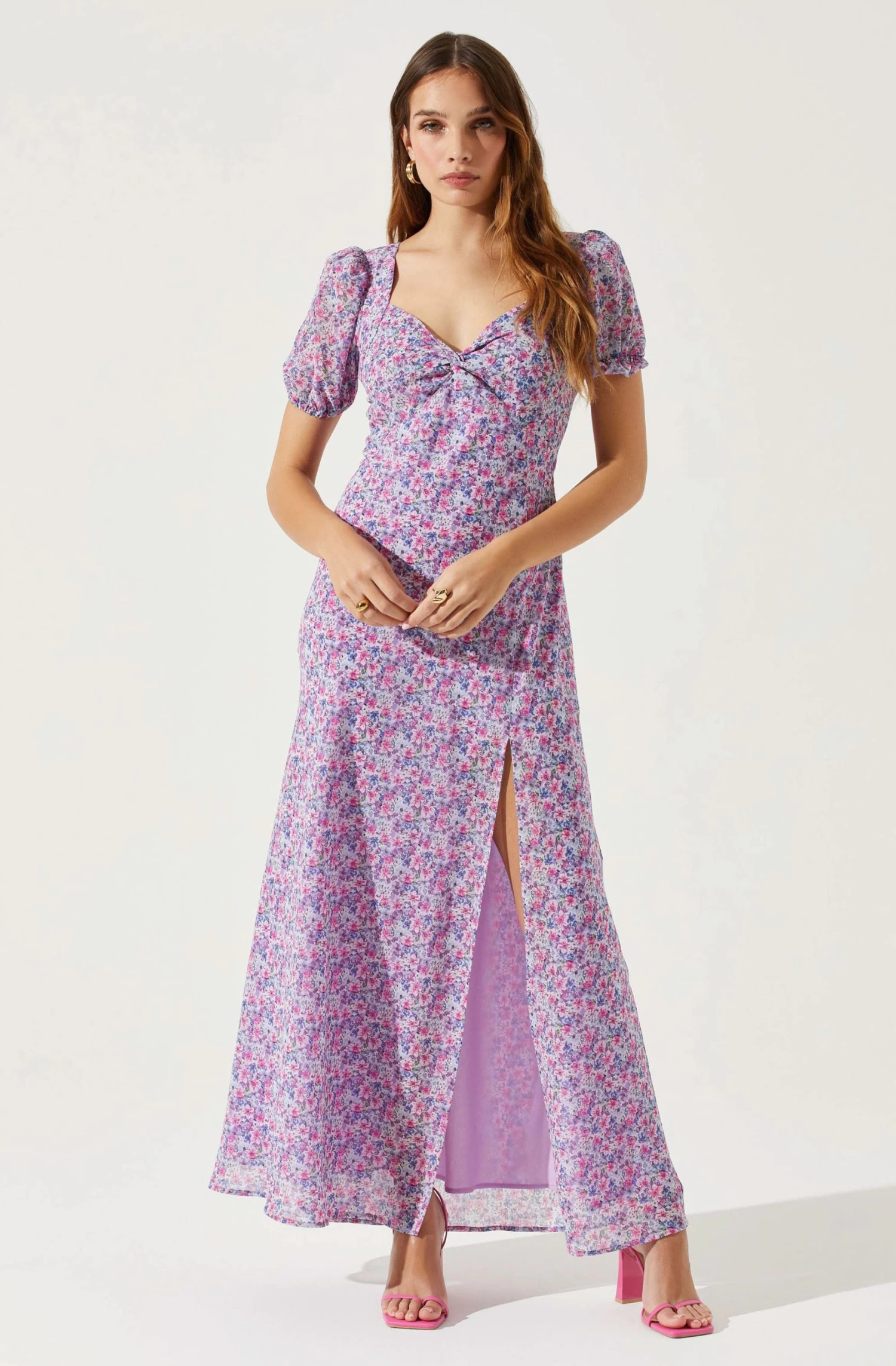 Sweetheart Neck Floral Twist Bust Maxi Dress 9 Sweetheart Neck Floral Twist Bust Maxi Dress - Image 7