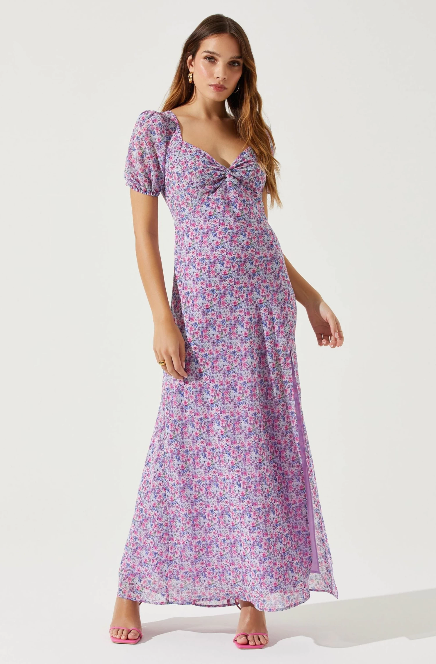 Sweetheart Neck Floral Twist Bust Maxi Dress 11 Sweetheart Neck Floral Twist Bust Maxi Dress - Image 9