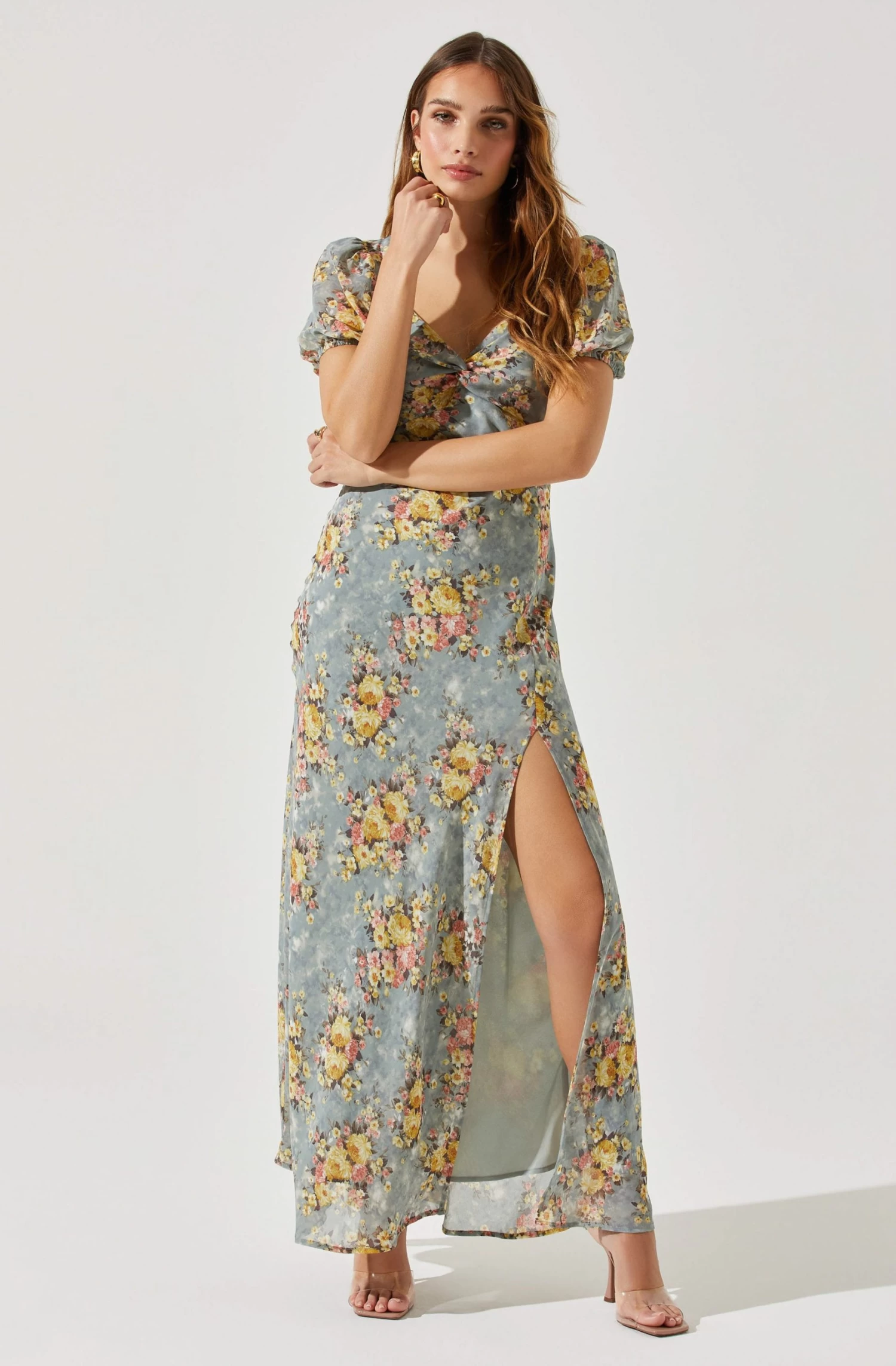 Sweetheart Neck Floral Twist Bust Maxi Dress 17 Sweetheart Neck Floral Twist Bust Maxi Dress - Image 15